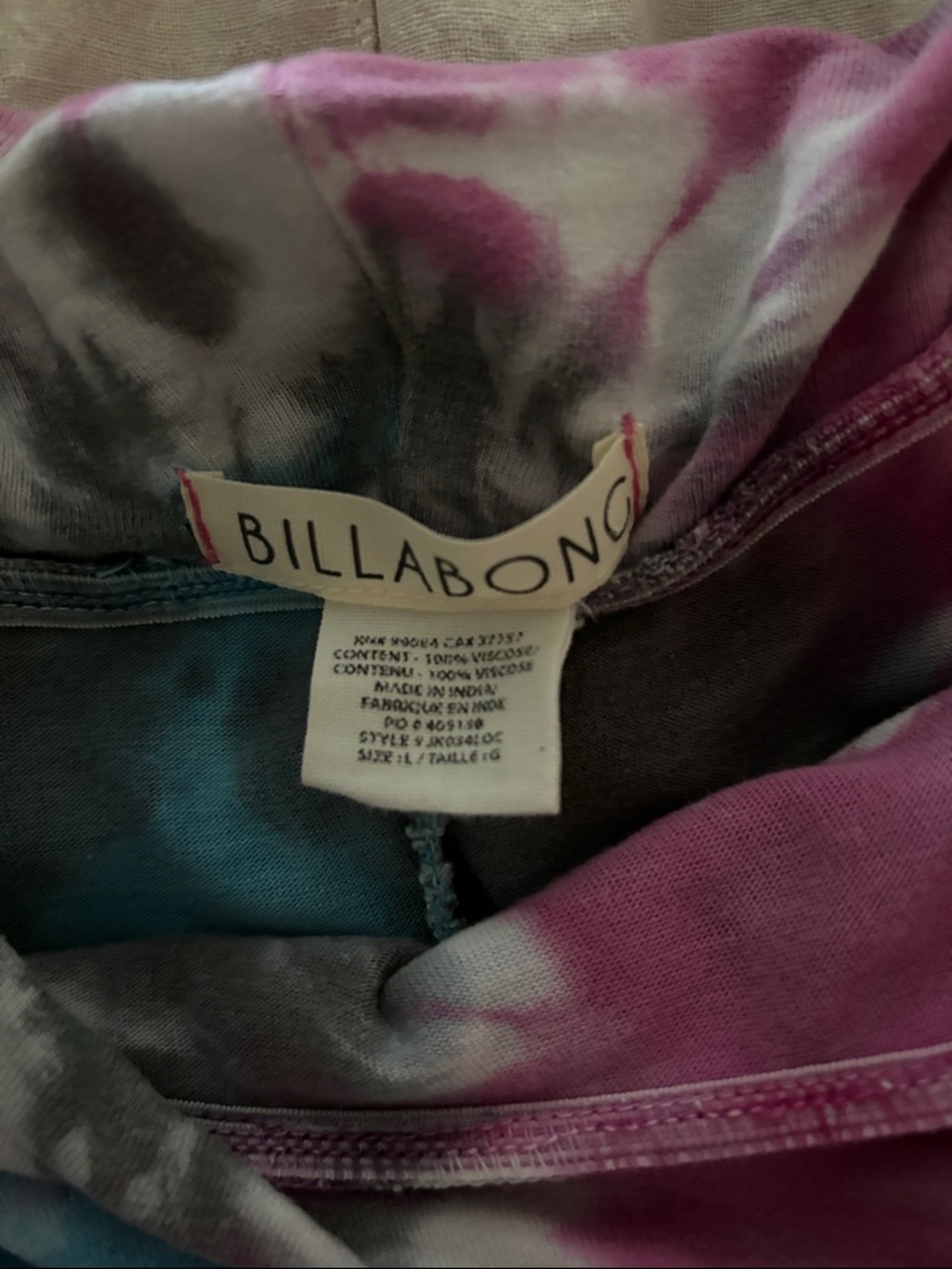 Billabong Tie-Dye Maxi Skirt in Pink, Blue & Gray - Picture 4 of 4